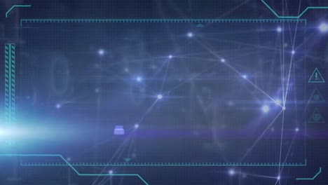 animación del procesamiento de datos y formas sobre fondo azul