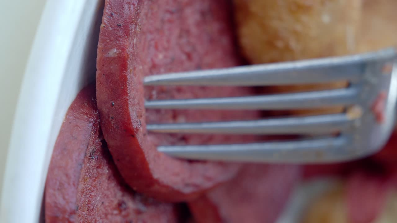 Close-up of Fried Bologna Slices