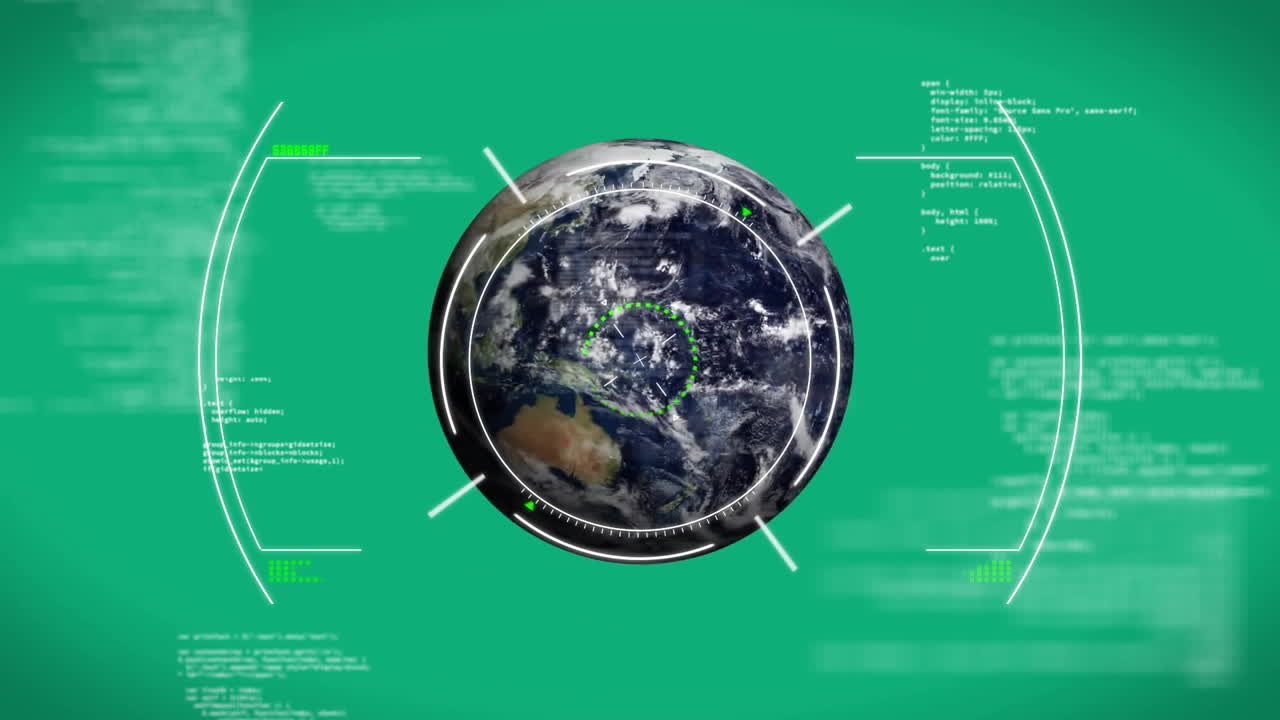 범위와 전 세계에 걸쳐 디지털 데이터 처리의 애니메이션
