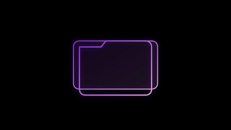 Contorno neon roxo de um ícone de pasta digital