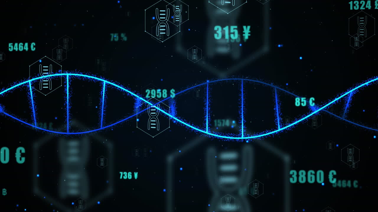 Animation of dna strand over data processing