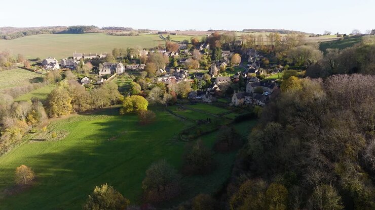 Snowshill Cotswold Village Autumn UK Aerial Landscape Countryside England