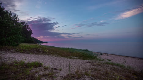 twilight at the beach with sand and grass