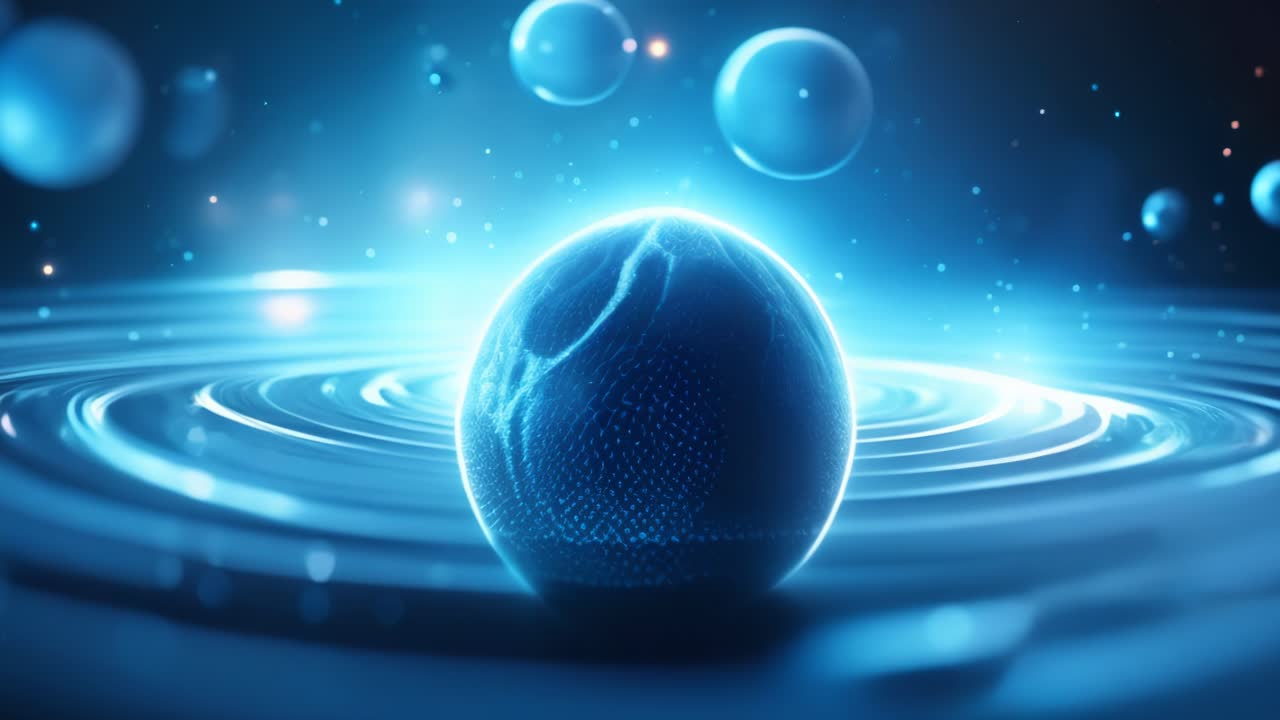 Abstract Futuristic Sphere in a Dynamic Blue Light Display