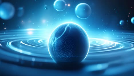 abstract futuristic sphere in a dynamic blue light display