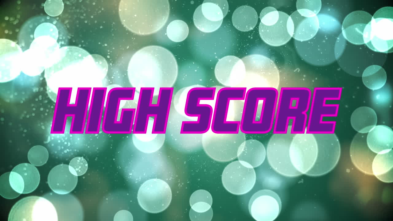 스포트 라이트 위에 높은 점수 네온 텍스트의 애니메이션