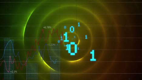 Animación-De-Codificación-Binaria-Y-Procesamiento-De-Datos-Sobre-Círculos-Verdes