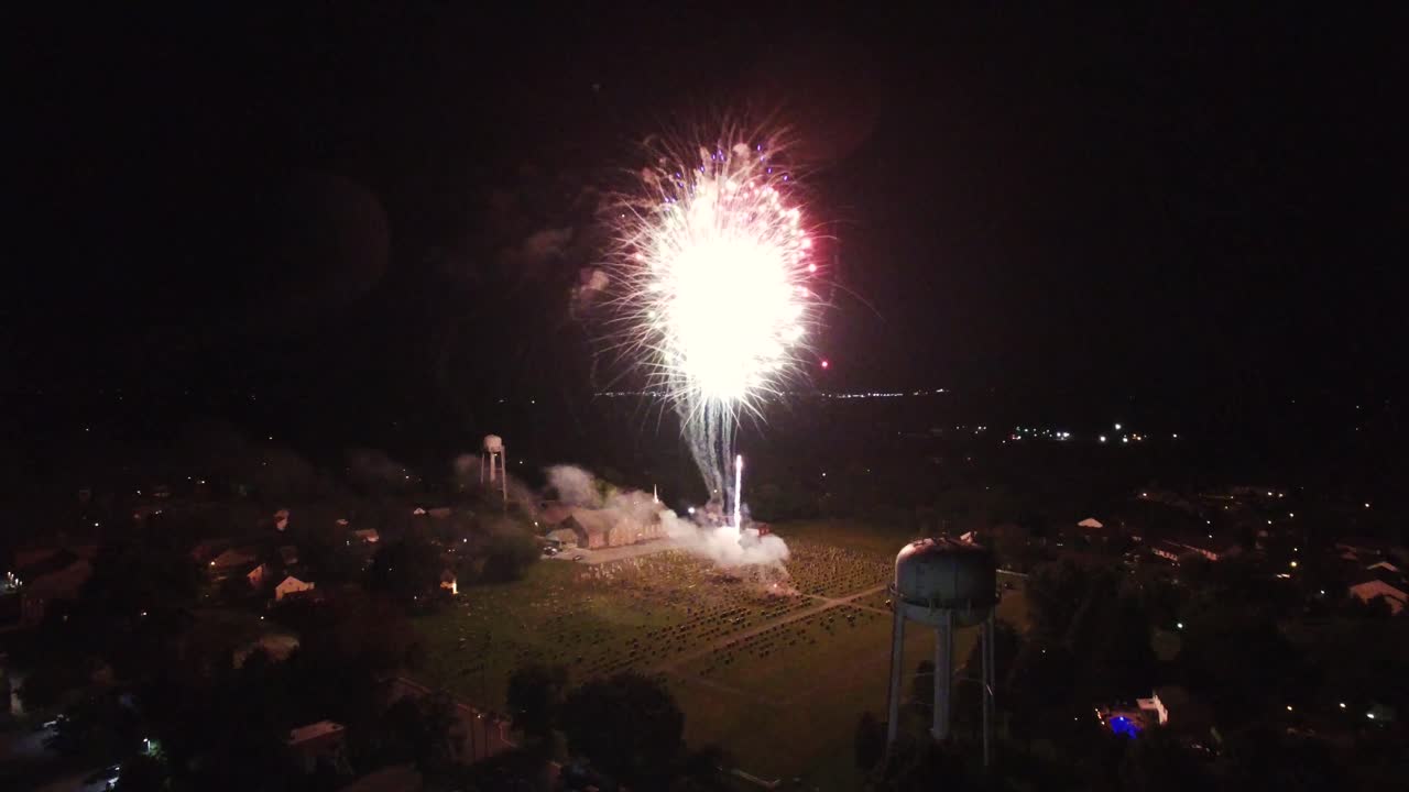 el final de un espectáculo de fuegos artificiales