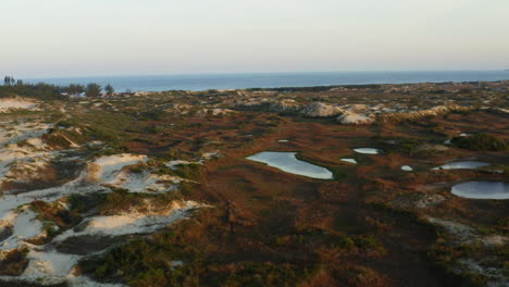 aerial view praia da joaquina sandbanks lagoons, florianopolis city, santa catarina, brazil