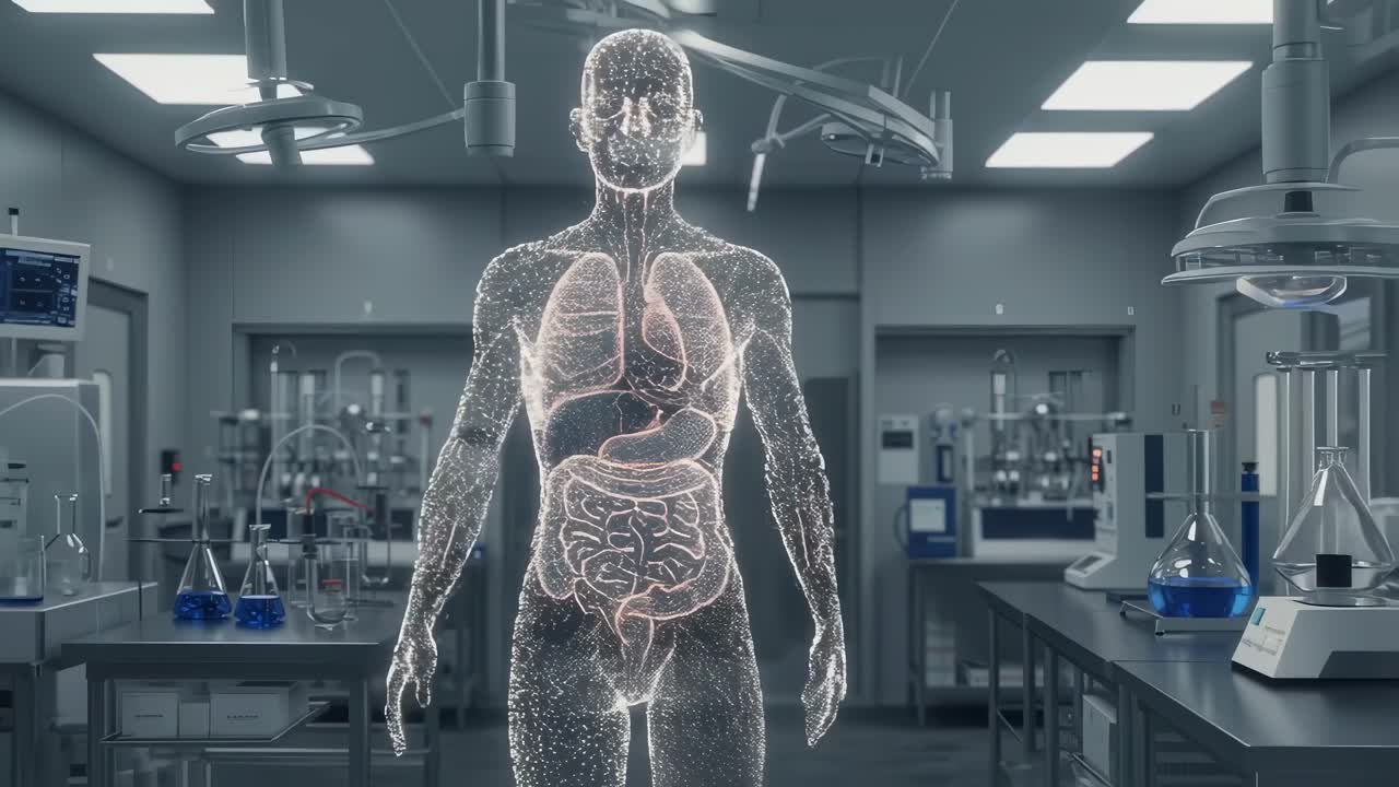 In a contemporary laboratory environment, we delve into the fascinating study of human anatomy and the various functions of organs