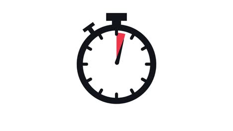 the 5 minutes, stopwatch icon. stopwatch icon in flat style, timer on on color background. motion graphics.