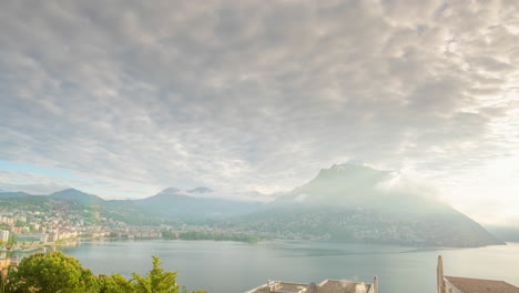 sunrise time lapse of the city of lugano