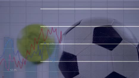 Animation-Der-Statistischen-Datenverarbeitung-über-Ein-Gitternetz-Vor-Der-Nahaufnahme-Eines-Fußballs