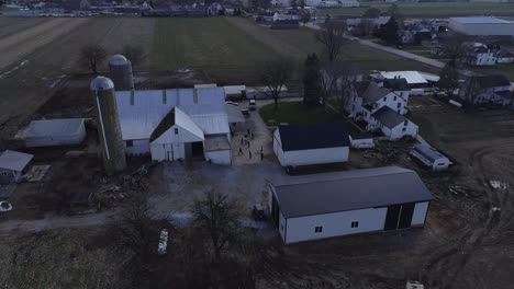 amish family wedding as seen by a drone