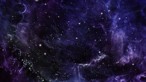 las nubes de nebulosa moradas y azules oscuras se mueven en el universo