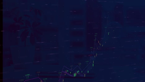 animation of data processing over cityscape