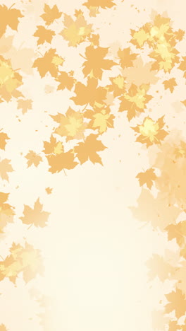 Autumn leaves maple tree animation on yellow background. Copy space. Looped. Vertical video.