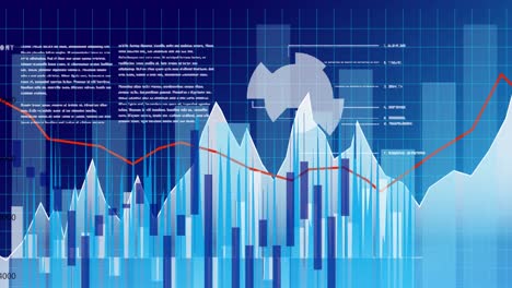 animation of data processing with red line and statistics recording