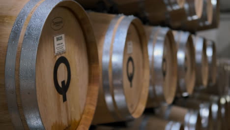 wine barrels in a cellar