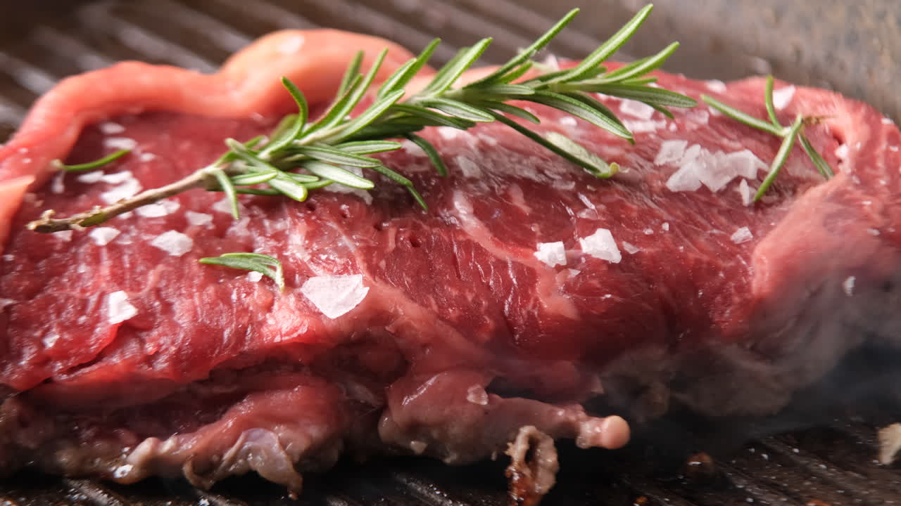 Barbecue Aged Roast Beef cooking on pan