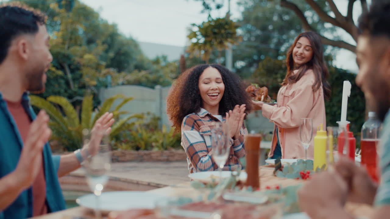 Friends and Family Gathering for a Festive Outdoor Dinner