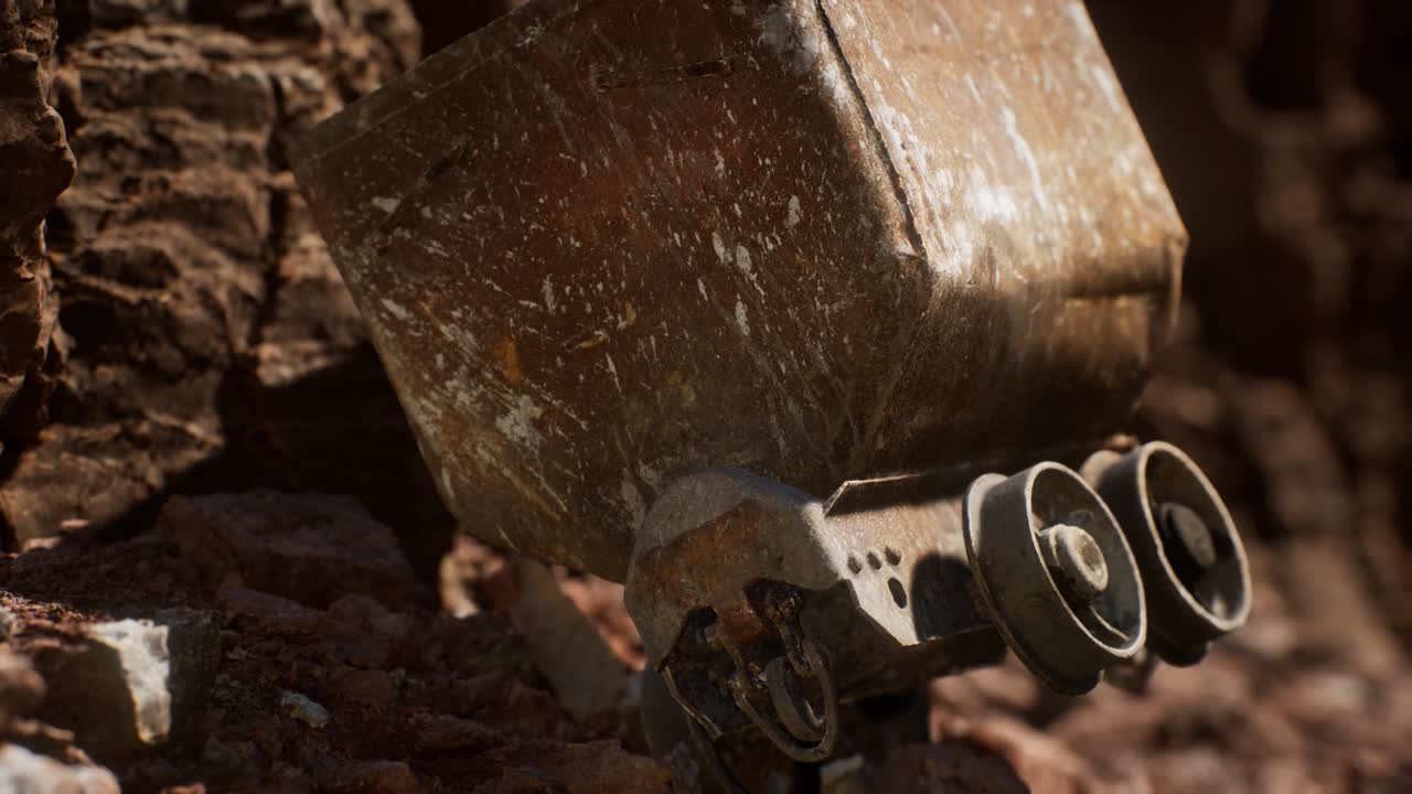 골드 러시 기간 에 광석 을 운반 하는 데 사용 된 버려진 금광 트롤리