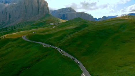 Flight-towards-Sella-peak-above-the-winding-pass-road