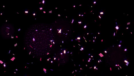 animación de flores sobre formas en un fondo negro