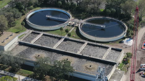 aerial view of a water claymation facility with water pumps