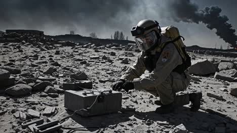 bomb disposal team in a post-disaster environment