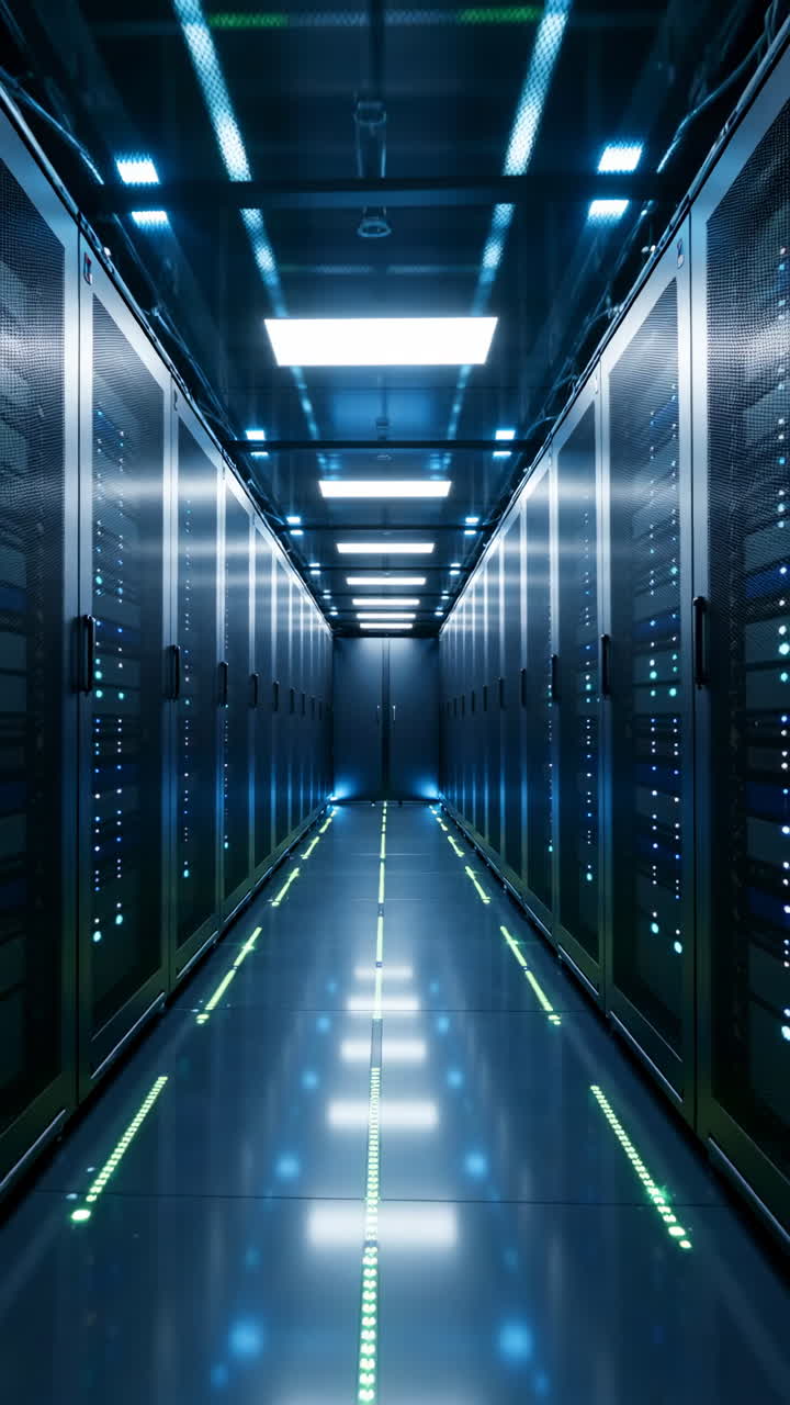 Modern Data Center Server Room Corridor