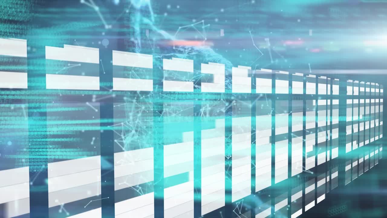 Animation of connections, data processing over computer servers