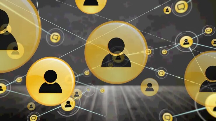 Animation of network of connections on gray background