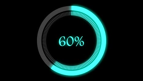 4k blue color infographics circular graph with 0 to 100 percentage increasing. motion graphic and animation background.