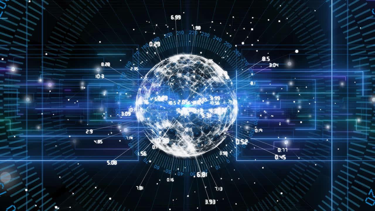 연결 및 데이터 처리와 함께 지구의 애니메이션