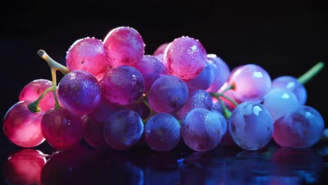 close up of a bunch of glistening red grapes
