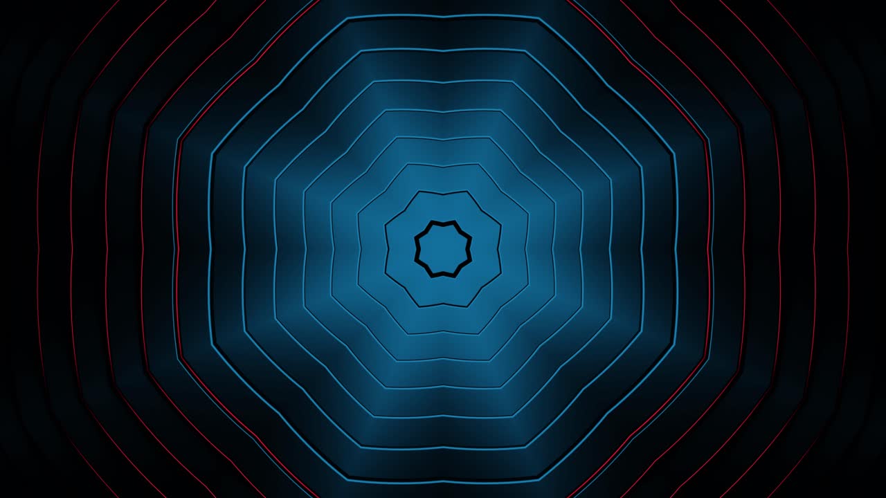 Blue and red abstract background with circular design. Kaleidoscope VJ loop