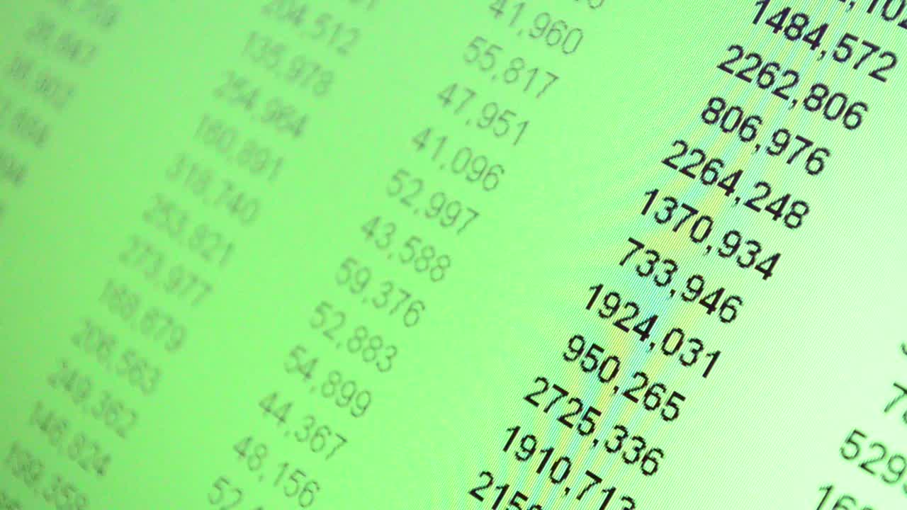 Figures on the computer. Work of the analyst