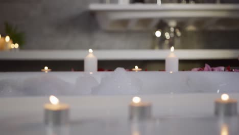 caucasian woman taking bath in hotel