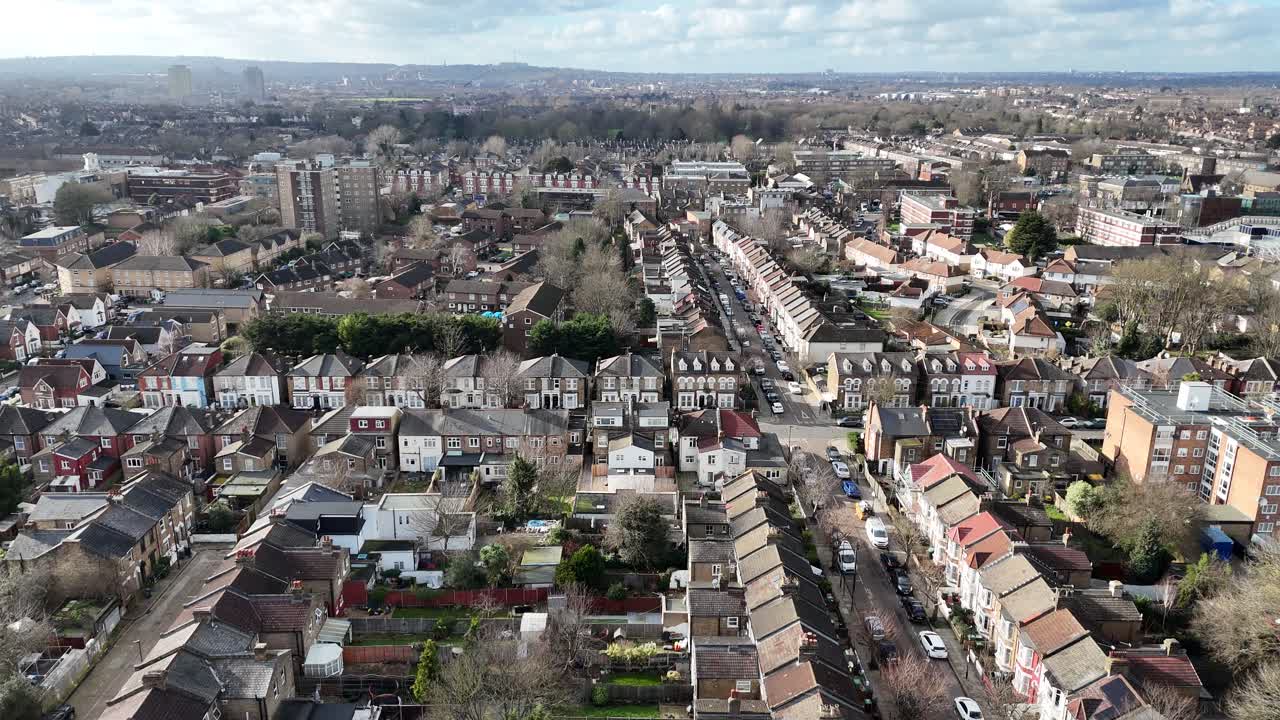 Tottenham North London UK streets and houses drone,aerial