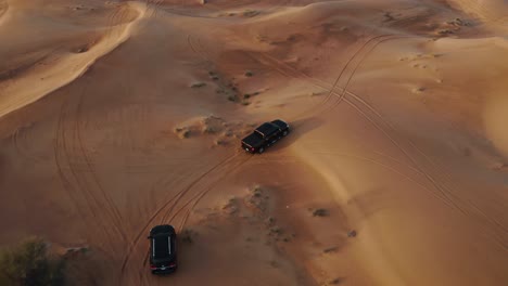 aerial view of vehicles in a desert landscape