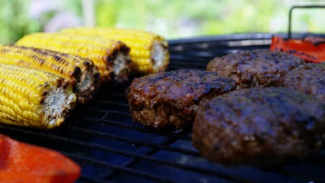 hornear carne y verduras en la barbacoa