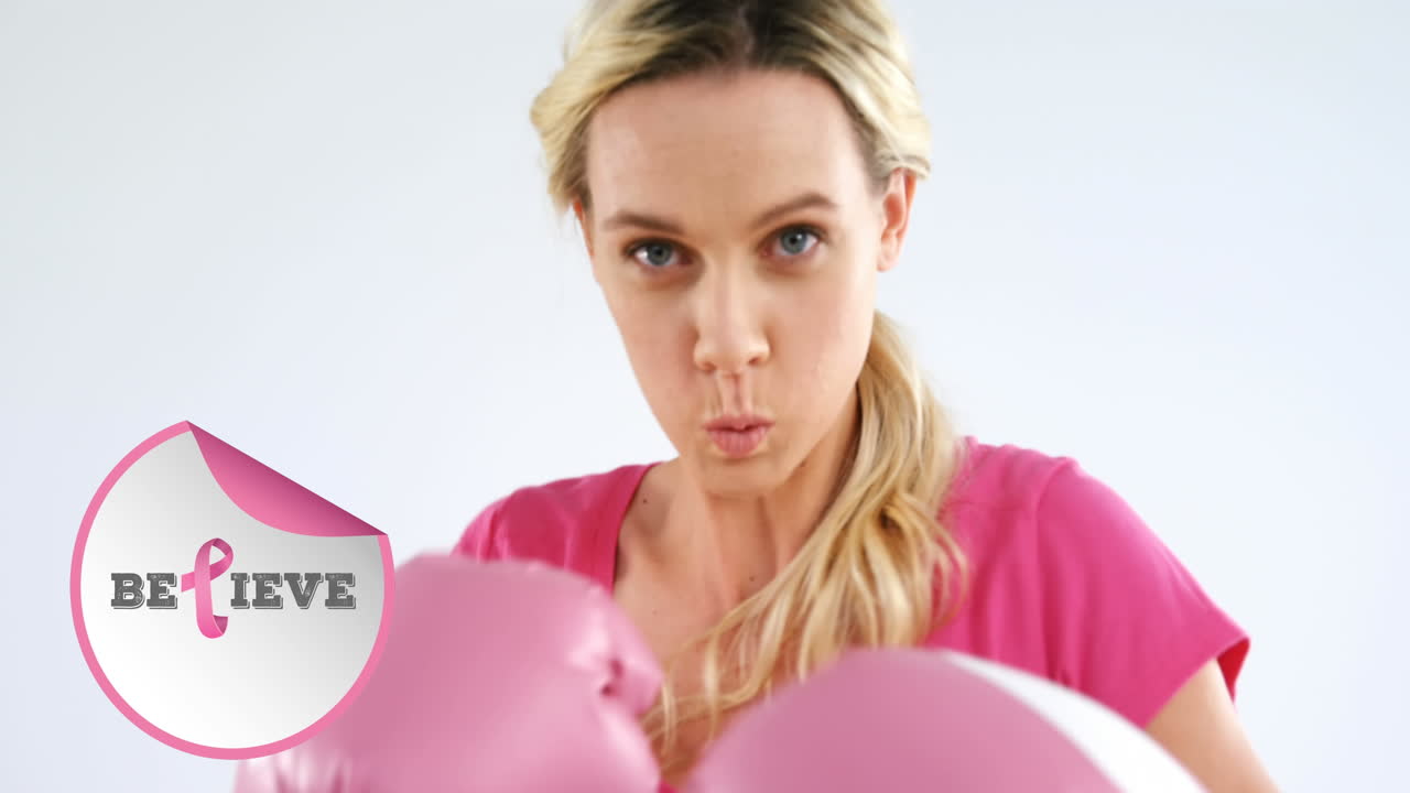 여성 권투 선수 위의 유방암 인식 텍스트의 애니메이션