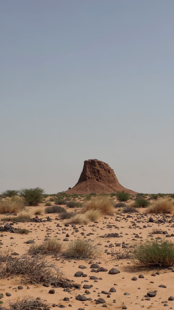 Desert Landscape with Red Rock Formation