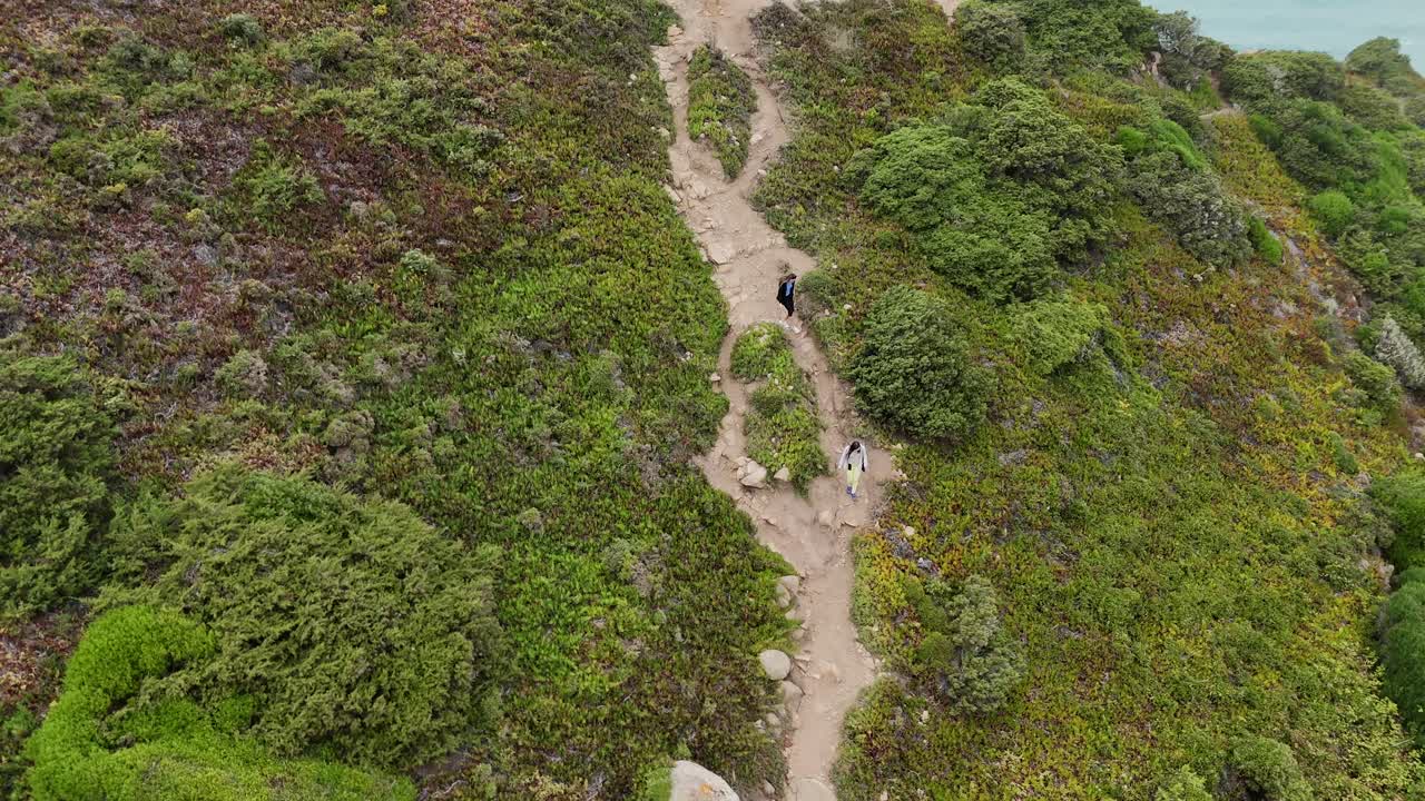 туристы на живописной прибрежной тропе