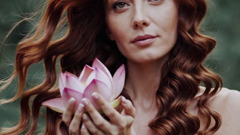 woman with lotus flower