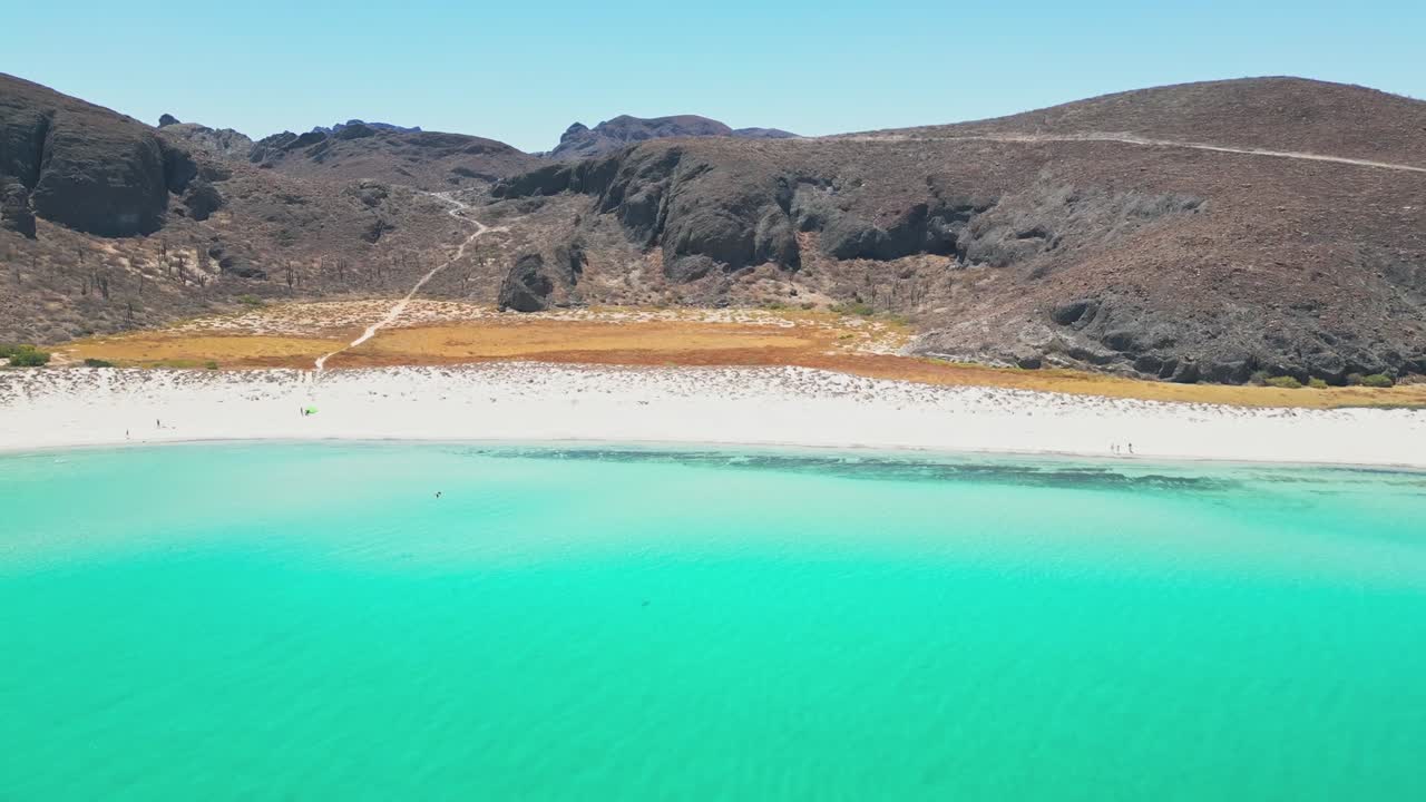 Tecolotito beach in la paz, mexico, showcasing clear turquoise waters, aerial view