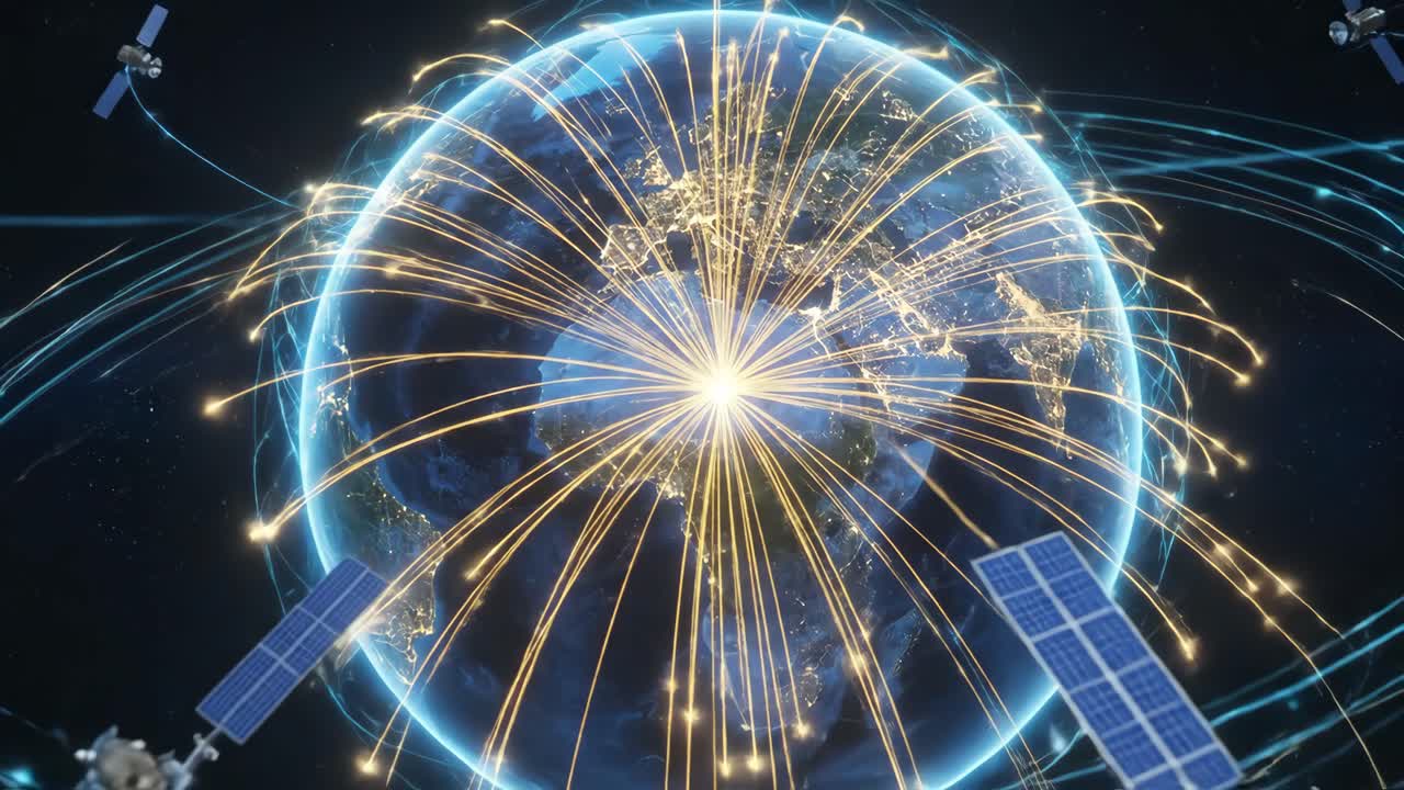 Globální komunikační síť šířící se ze Země pomocí obíhajících satelitů