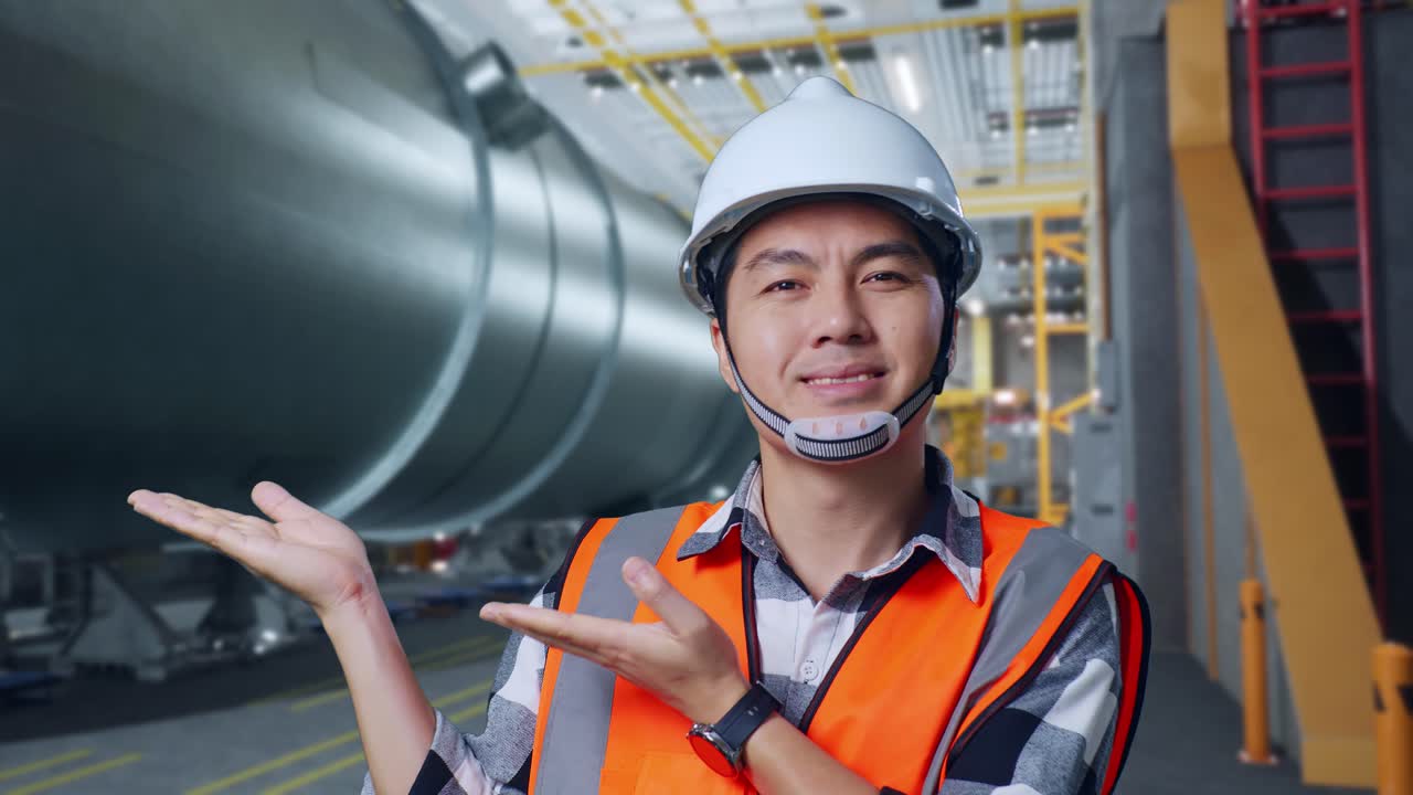 산업 장비를 소개하는 엔지니어