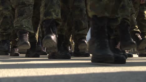 army marching during their preparation for war combat in eastern europe